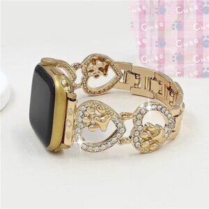 NEW Dog Paw Heart Bling Gold Apple Watch Band